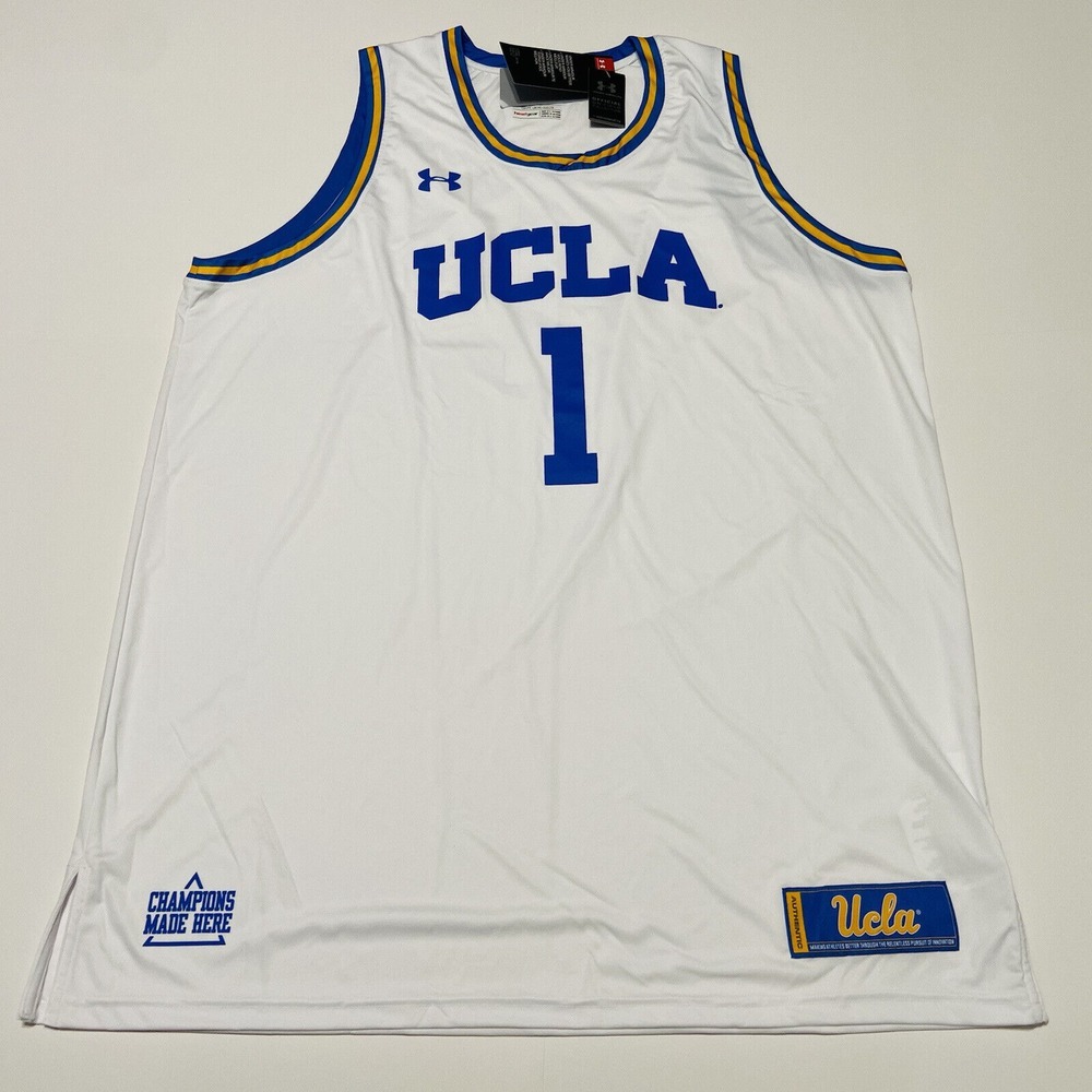 UCLA Bruins Under Armour #1 Basketball Jersey White Men's Size SMALL NEW